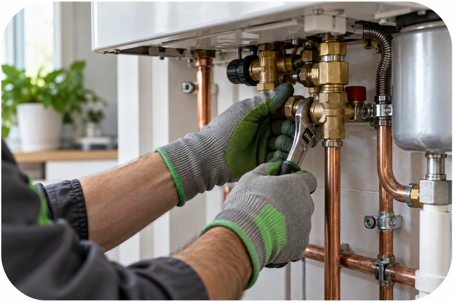 Praca przy instalacji hydraulicznej