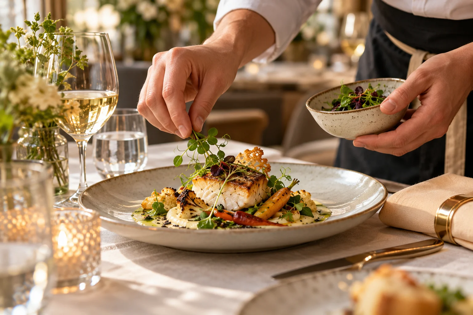 Zbliżenie na potrawę w restauracji