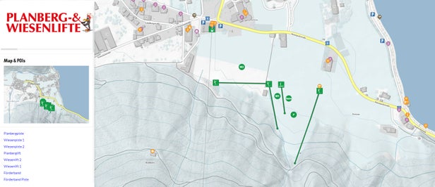 Mapa tras Achensee - Planberg- und Wiesenlifte