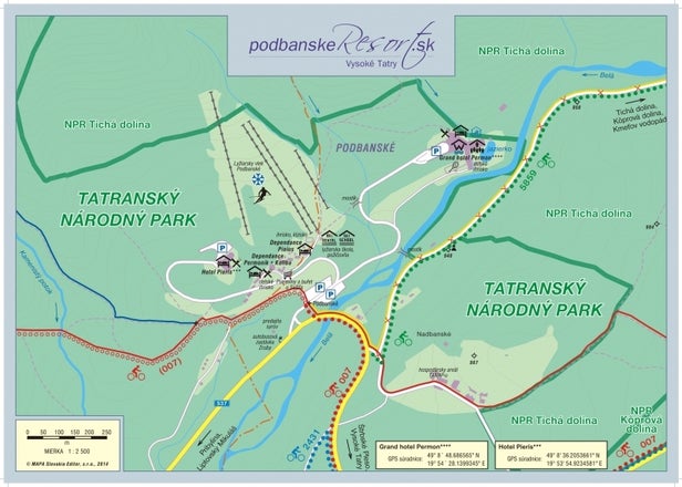Mapa tras Podbanské