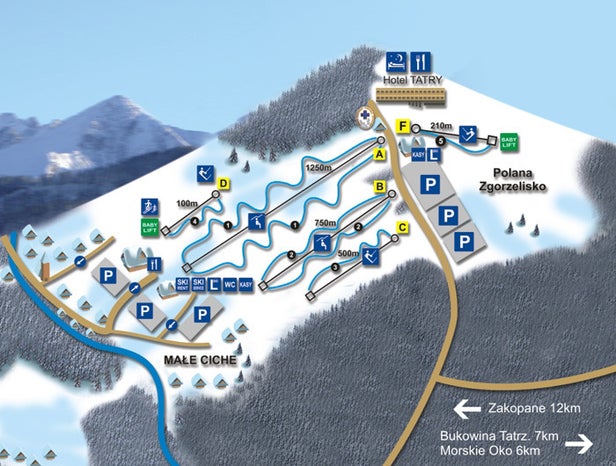 Mapa tras Małe Ciche