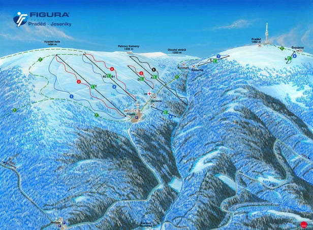 Mapa tras Praděd - Ovčárna