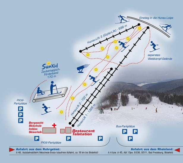 Mapa tras Bödefeld - Hunau