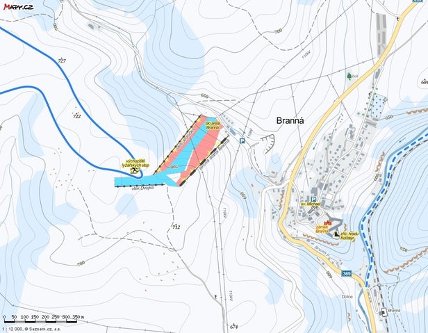 Mapa tras Branná