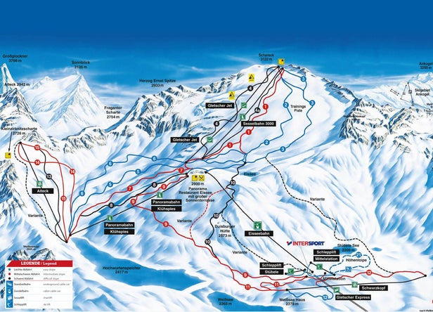 Mapa tras Lodowiec Mölltal