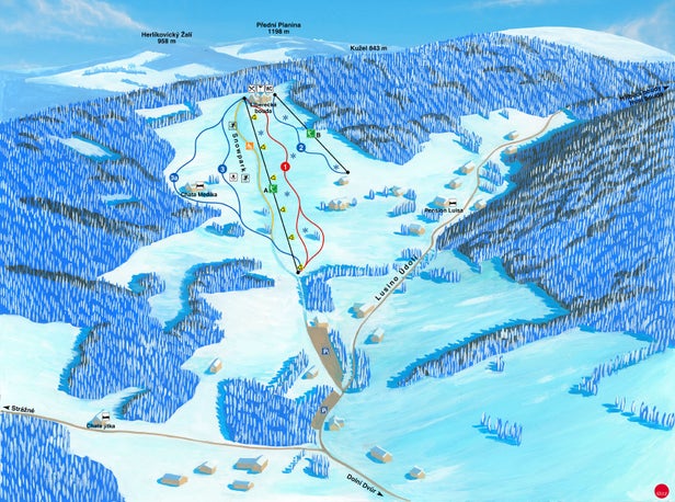 Mapa tras Luisino údolí - Dolní Dvůr