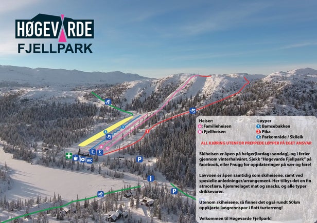 Mapa tras Høgevarde Fjellpark