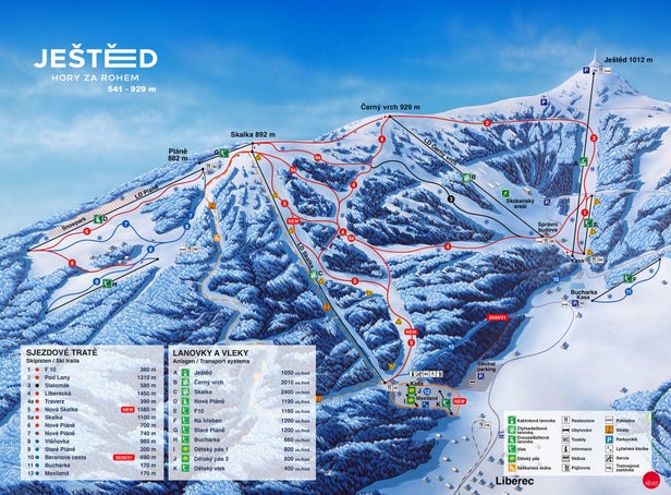 Mapa tras Ještěd - Liberec