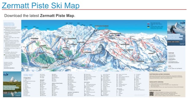 Mapa tras Zermatt