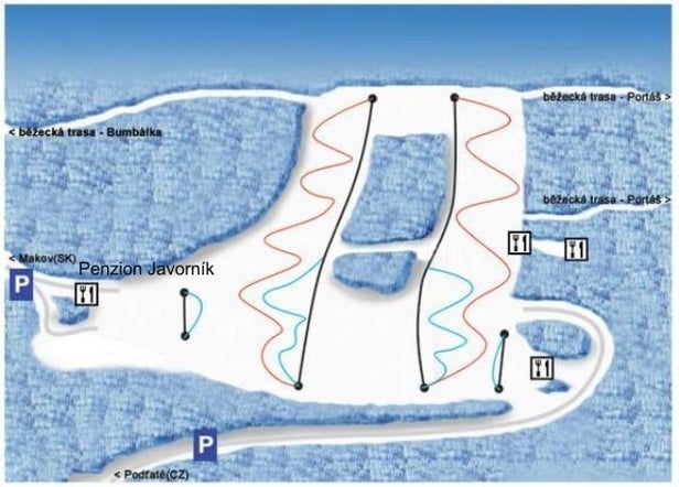 Mapa tras Kasárne Javorníky