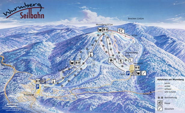 Mapa tras Braunlage Wurmberg