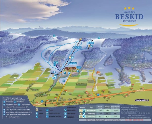 Mapa tras Spytkowice - Beskid