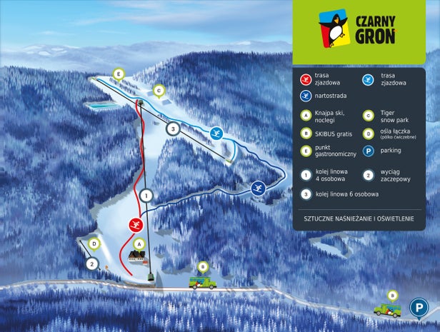 Mapa tras Rzyki - Czarny Groń