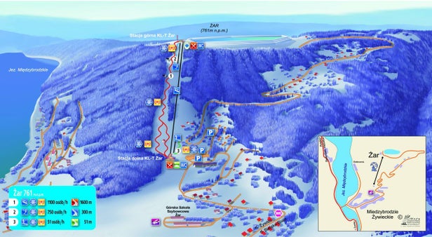 Mapa tras Międzybrodzie - Góra Żar