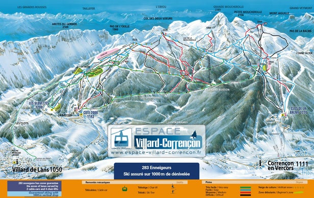 Mapa tras Corrençon en Vercors