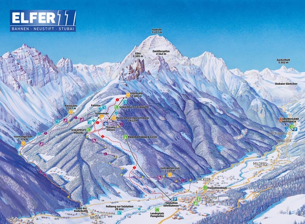 Mapa tras Elferlifte Neustift