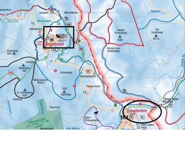 Mapa tras Haidmühle - Bischofsreut