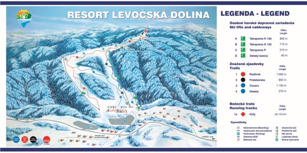 Mapa tras Resort Levočská dolina