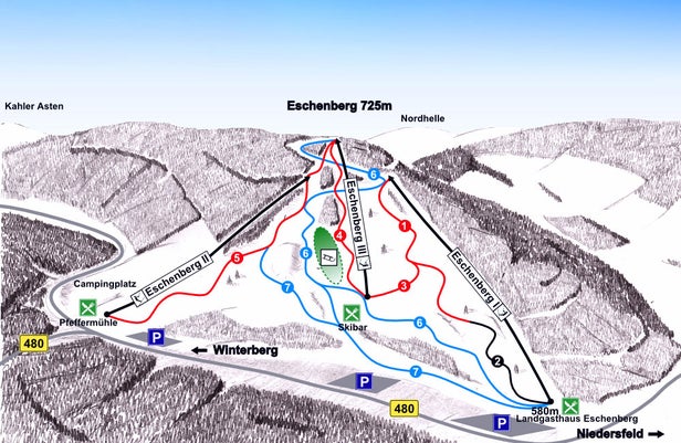 Mapa tras Eschenberglifte Niedersfeld
